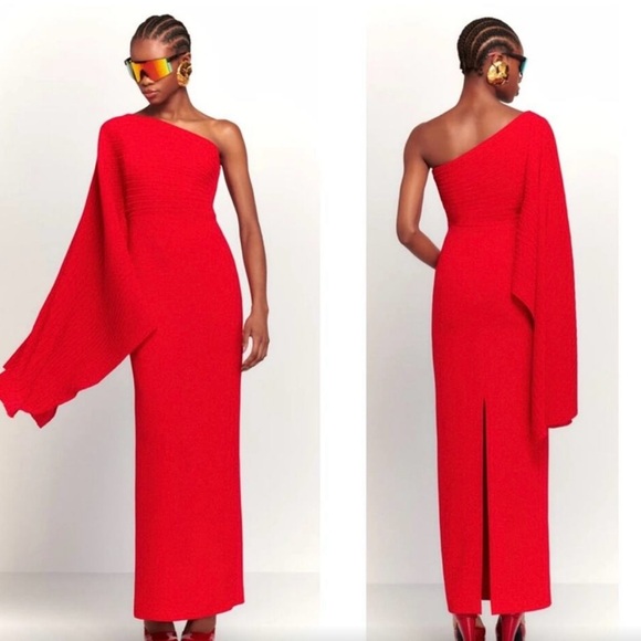 Solace London Red One Shoulder Gown - Picture 2 of 4